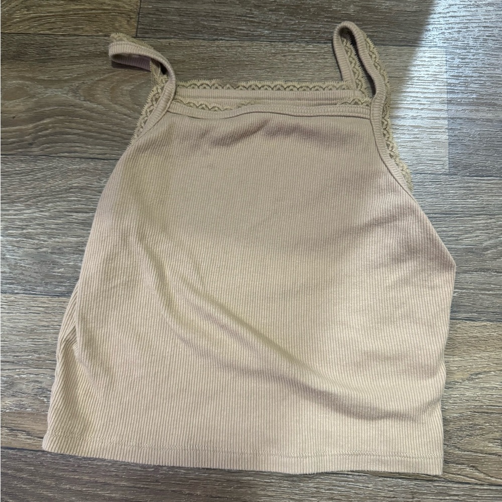 American Eagle Outfitters Tan Ribbed Tank Top